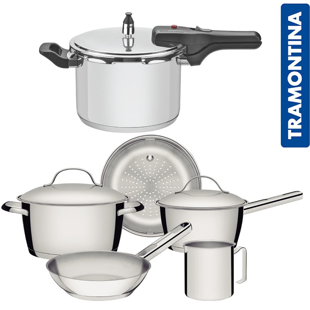 Jogo De Panela Pressão 6 Peças Inox Indução Tramontina