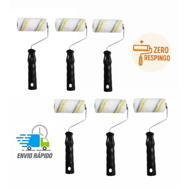 Rolo Pintura Lã Microfibra Polipop Zero Respingo 9cm (4, 5 ou 6 Unidades)
