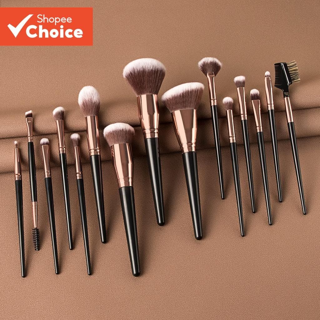 15 Unidades Conjunto De Pincéis De Maquiagem Base Sombra Iluminador Corretivo Blush Ferramentas Cosméticas