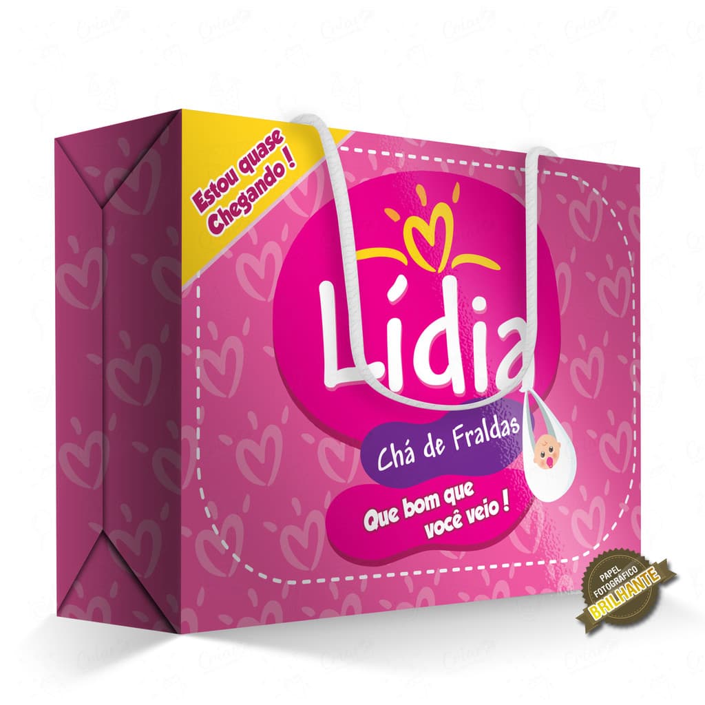 10, 15, 20 ou 25 unid - Caixa Surpresa - Chá de Fraldas / Pampers (Rosa) - [QUALIDADE PREMIUM COM BRILHO] - Sacolinha