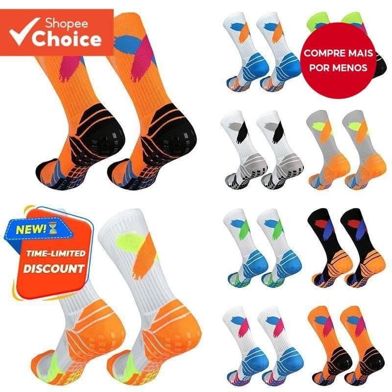 Meias De Futebol Antiderrapantes De Silicone Com Design Exclusivo – Ao Ar Livre Para Ciclismo , Corrida , Ioga (Branco/A