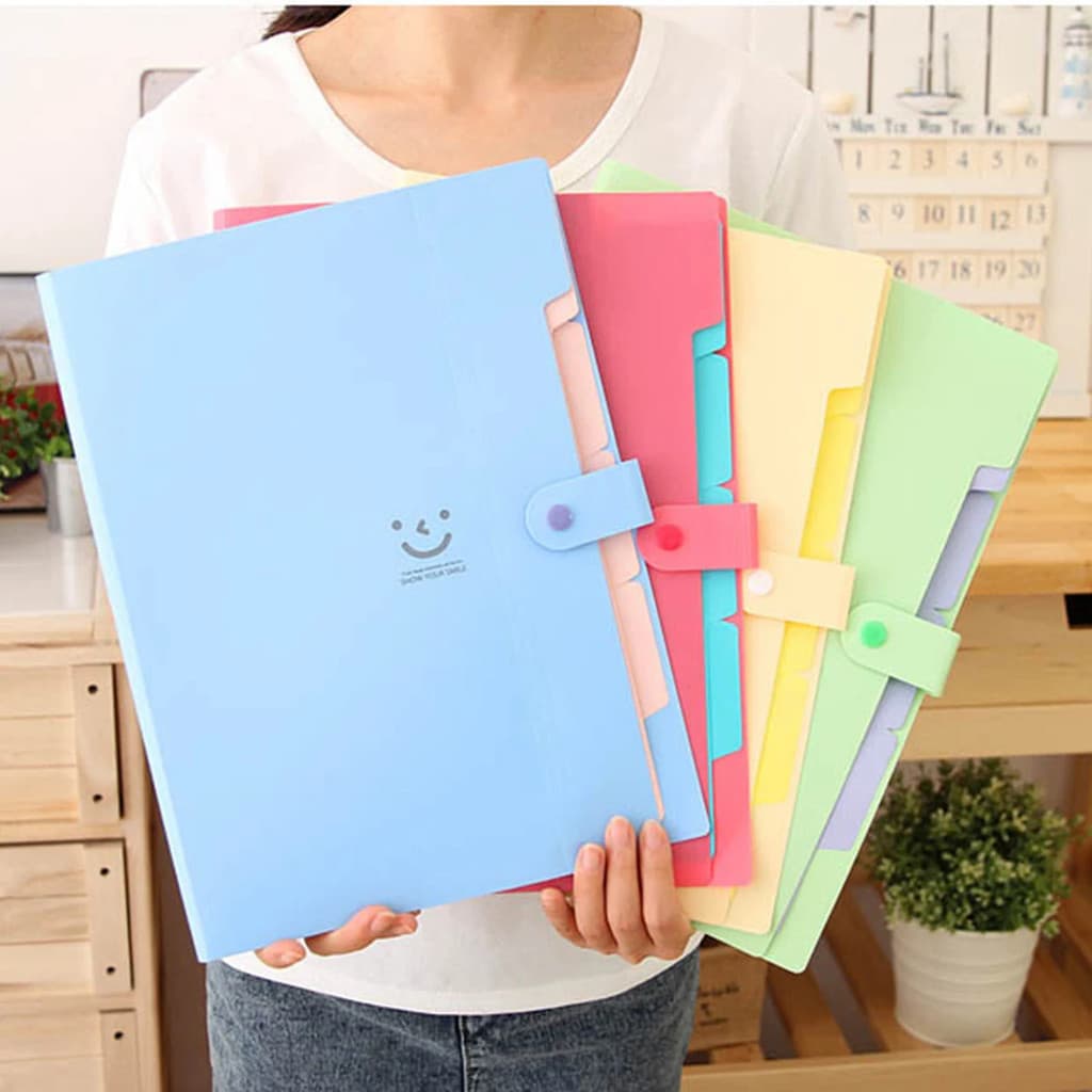 Pasta Multicamadas A4 Dutton, Bolsa de Arquivo, Bolsa Organizadora de Cores Vibrantes com Cinco Divisórias, Grande Capac