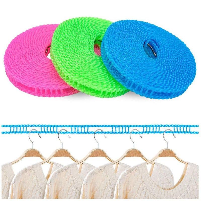 De Varal Corda Para Roupas Nylon Antiderrapante Cabides 3 Metros Ajustável Casa/Varal Retrátil Portátil Antiderrapante