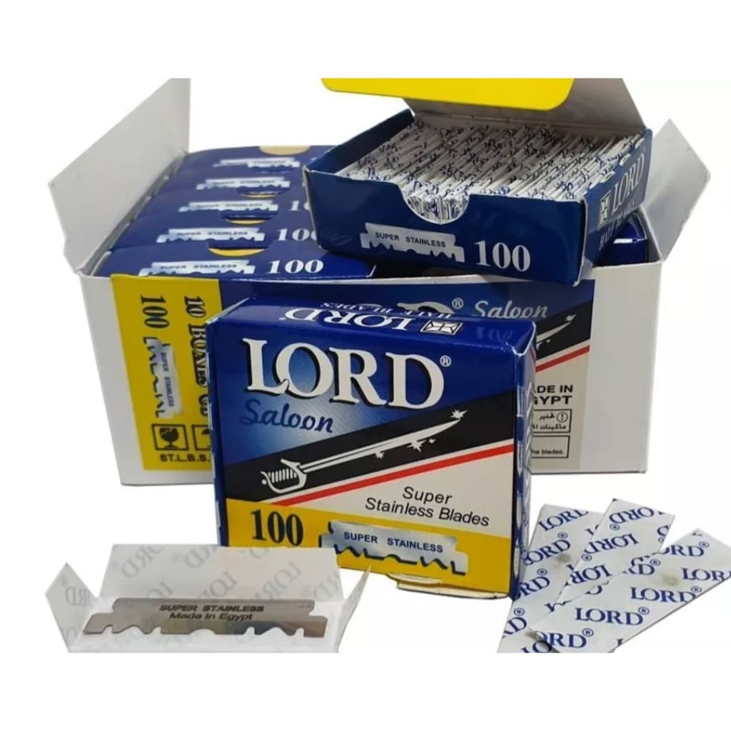 Kit Com 1000 Meia  Laminas Lord Saloon Inox 10 Caixas Com 100 Unidades