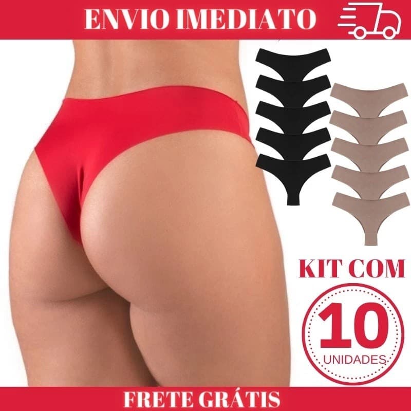 KIT 10 Calcinhas Lisa Sem Costura Não Marca na Roupa Fitness Corte a Laser Academia Invisivel