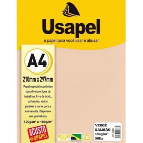 PAPEL VERGE SALMAO A4 180G 50F USAPEL