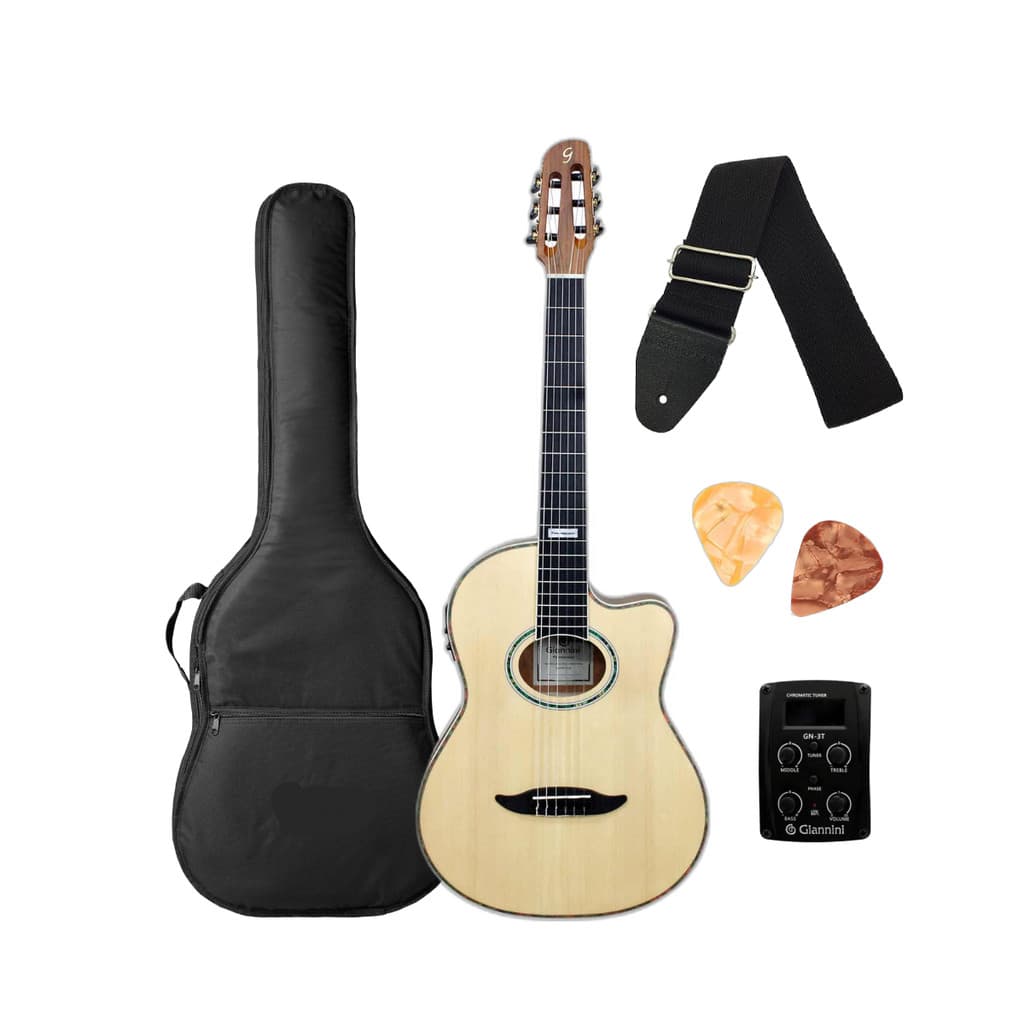 Violão Nylon Eletrico Giannini Performace GNF-3 CEQ NS Natural Satin + Capa e Correia