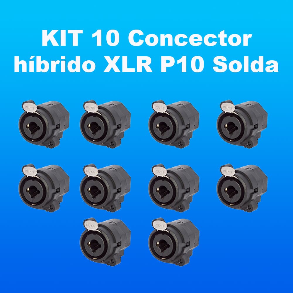 Kit 10 Conector XLR e P10 Híbrido Jack – Padrão Profissional