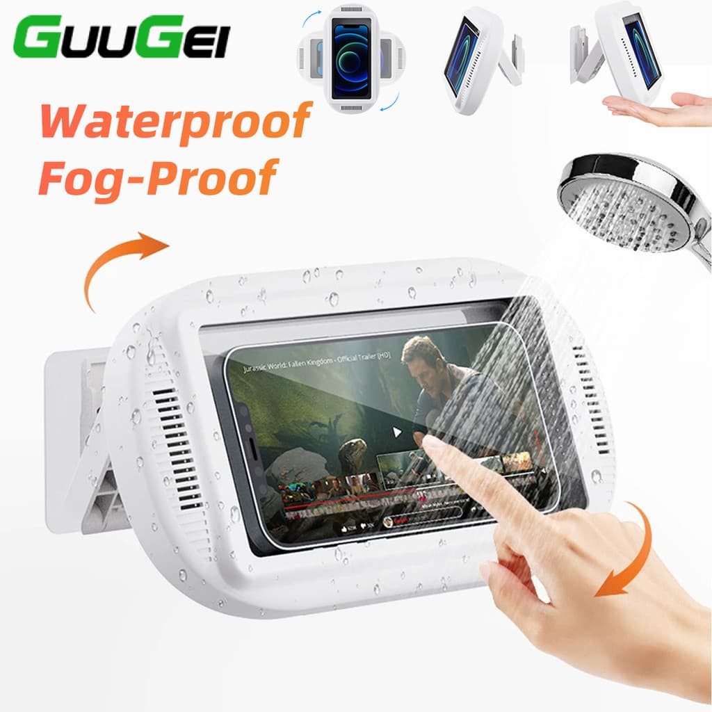 Guugei  Suporte Para Telefone Shower Com Alto-Falante 360° Giratório Banheiro Montagem Em Parede