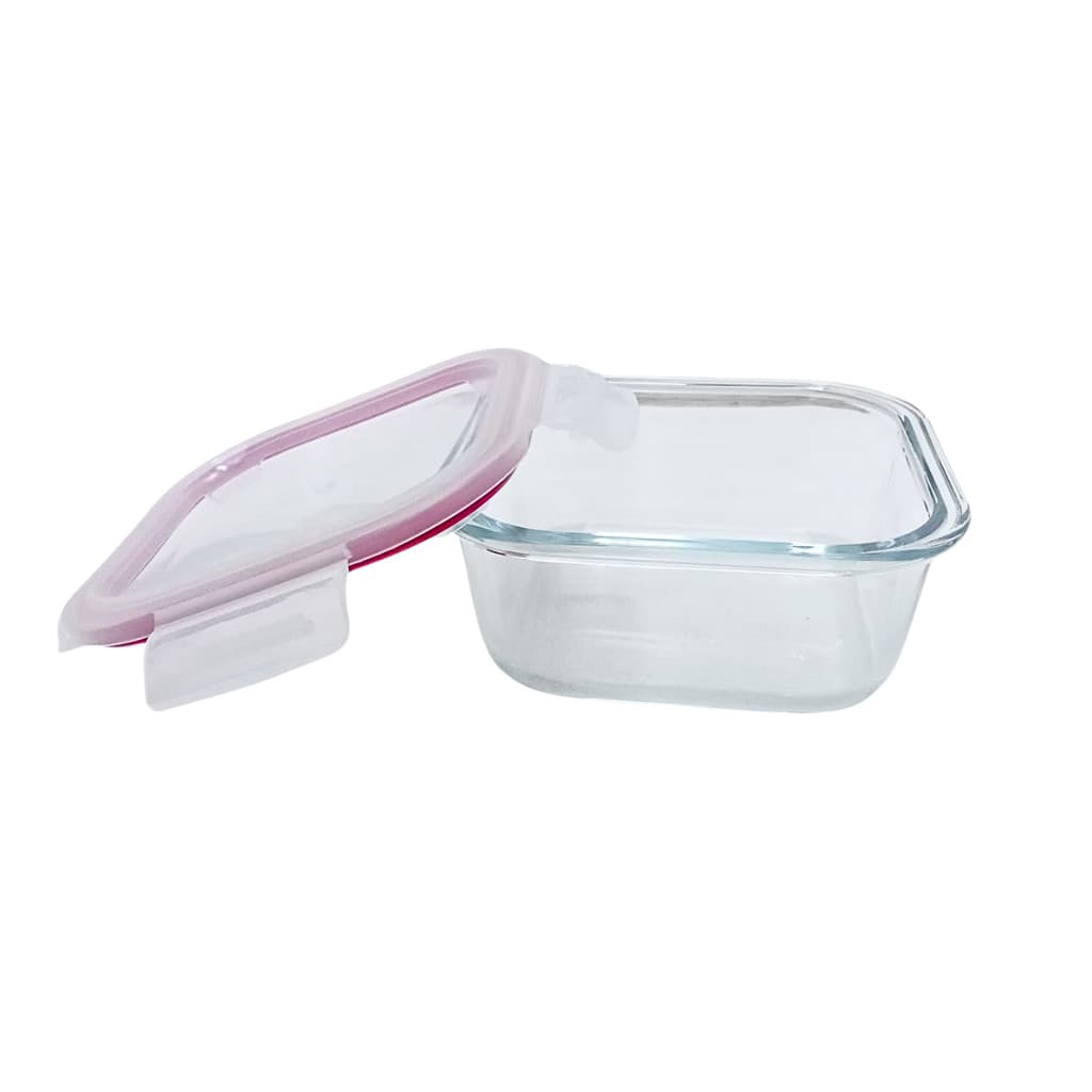 Pote de Vidro Quadrado 520 ml Com Tampa Vermelha Belovidro