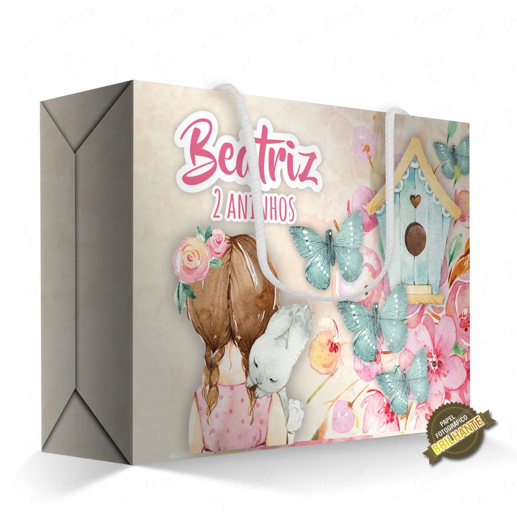 10, 15, 20 ou 25 unid - Caixa Surpresa - Jardim das Borboletas - [QUALIDADE PREMIUM COM BRILHO]- Sacolinha Personalizada