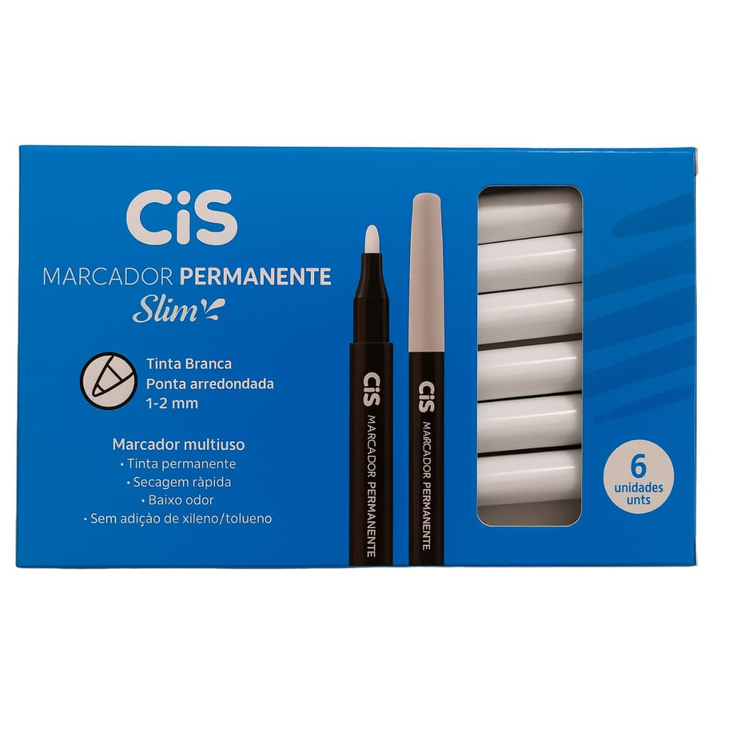 6 Unidades Marcador Permanente Slim - Cis