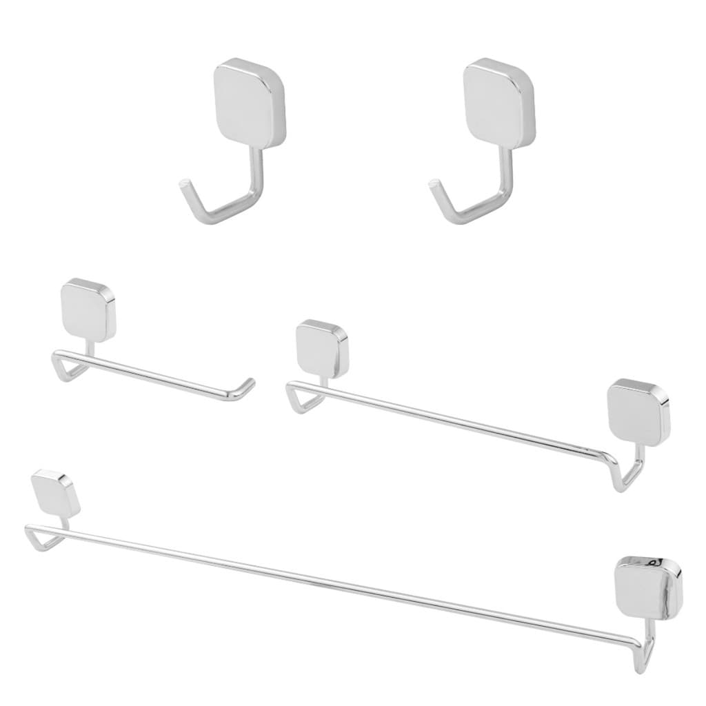 Kit Acessorios Para Banheiro 05 Peças Venezza  Cromado Com Dois Cabides