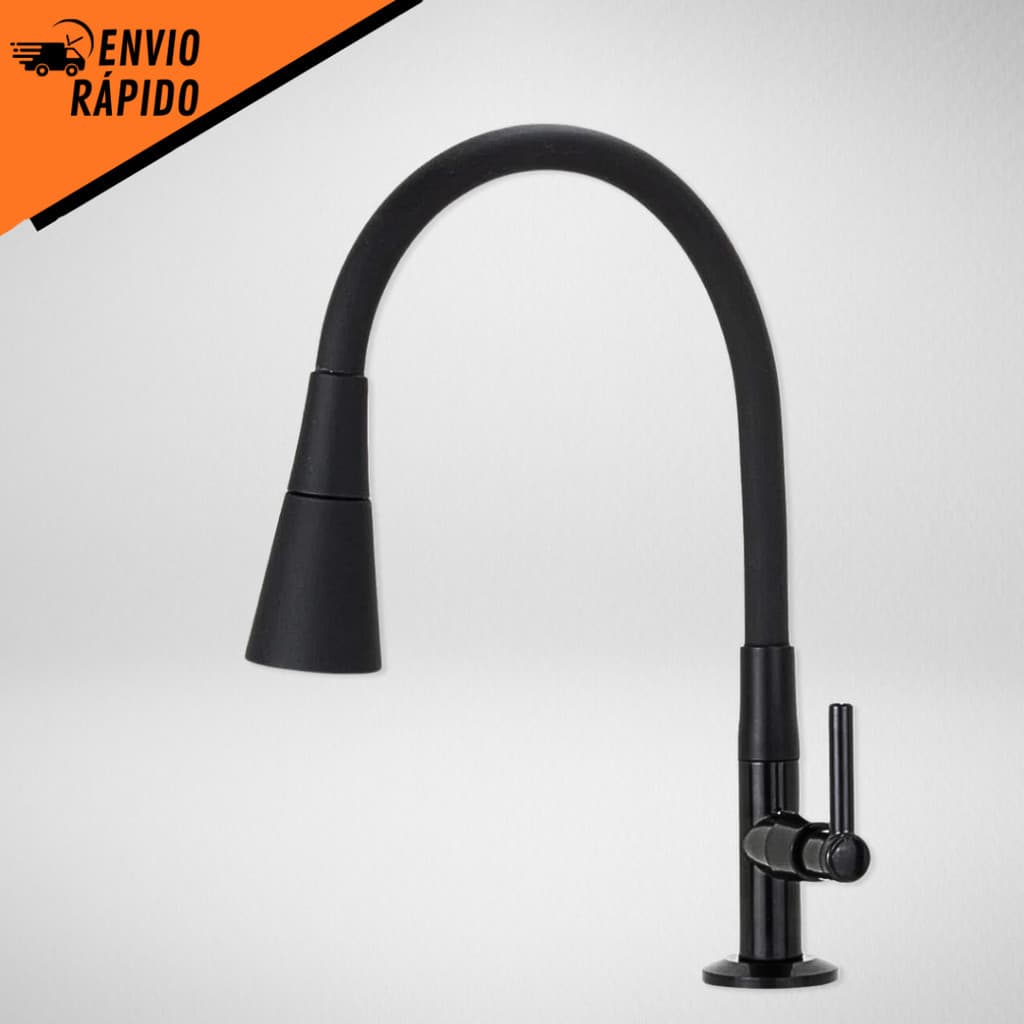 Torneira Bancada Cozinha Gourmet Preta Flexivel 2 Jatos 1/4 de volta para mesa pia bancada 1423