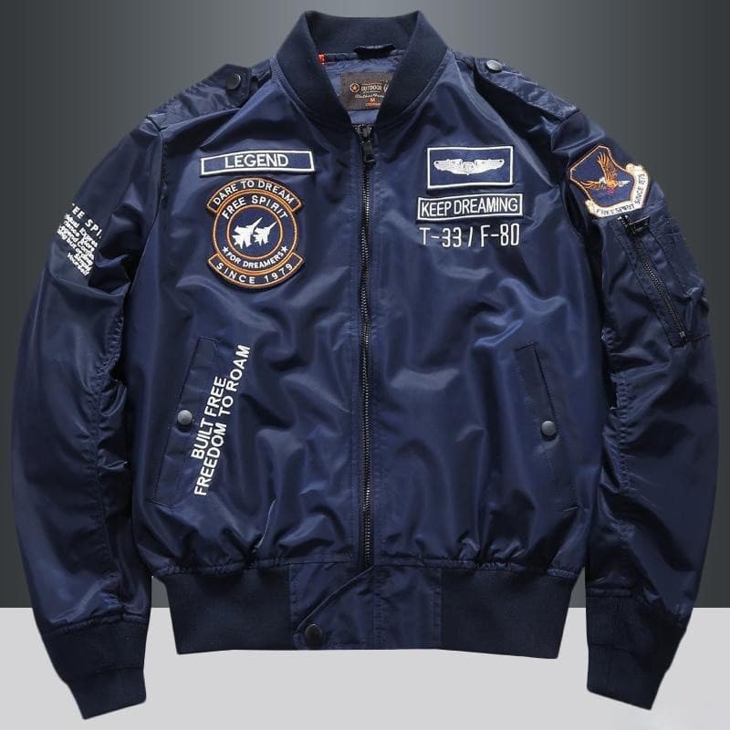 Ma1 Men's Baseball Bordado Bombardeiro Casaco Uniforme Militar Tamanho