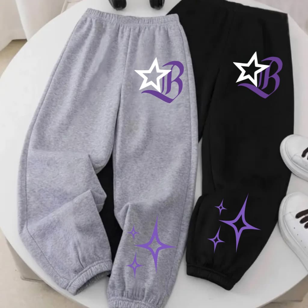 Calça Moletom Unissex Jogger Forrada B Star Streetwear Estilo Urbano Algodão Tendencia Inverno
