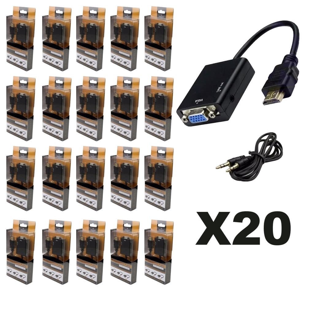 20 Cabo Adaptador Conversor Compatível com HDMI Para Vga Com Saida P2