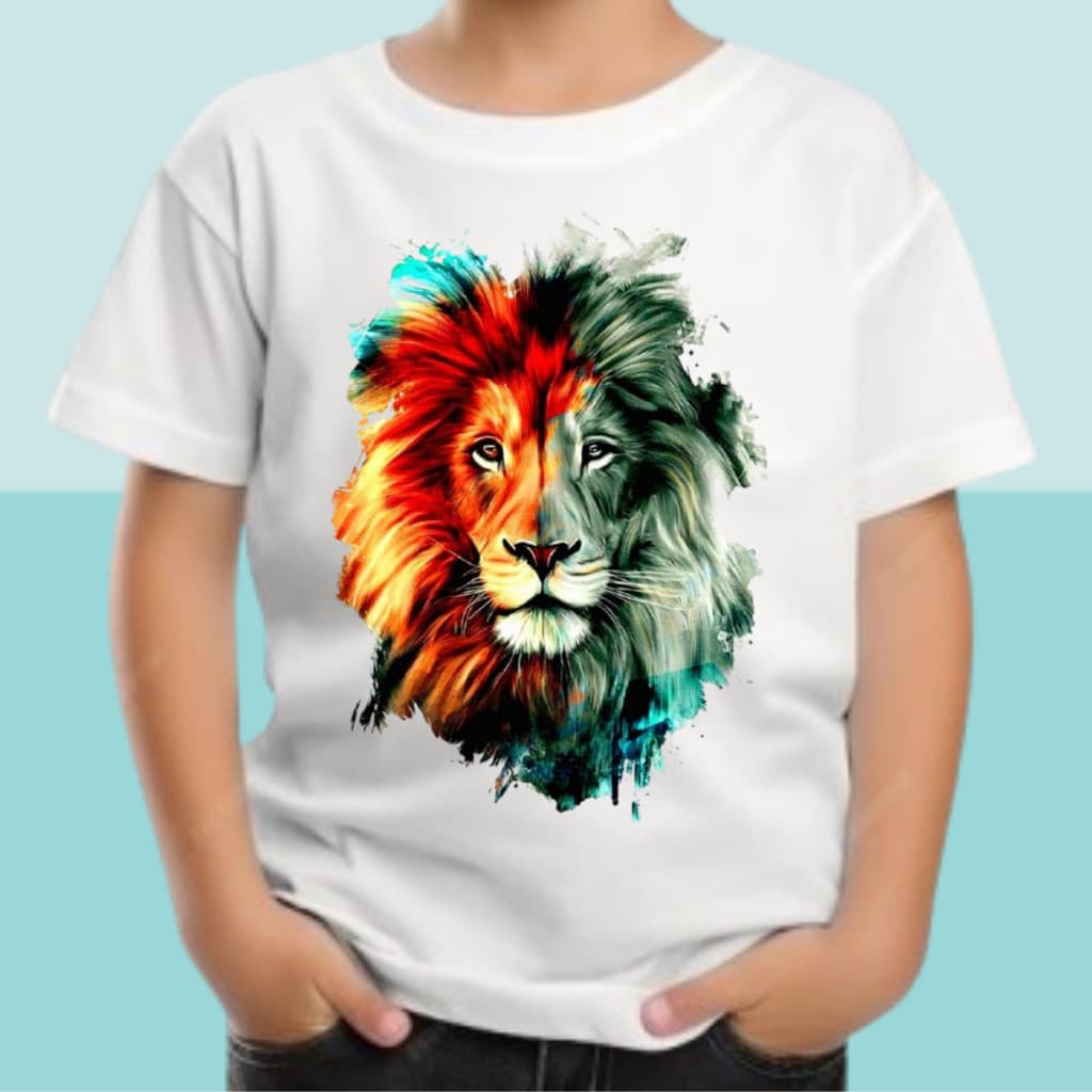 Camiseta Infantil Menino Estampa Leão de Judá 4 ao 16 anos 100% algodão