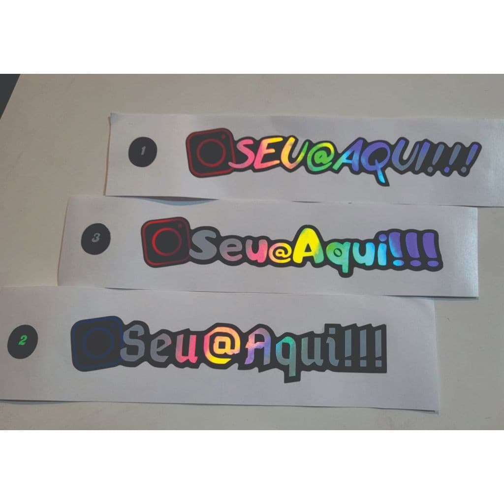 Adesivo personalizado com seu @ Holográfico (c/3 unidades) + 3 de brinde