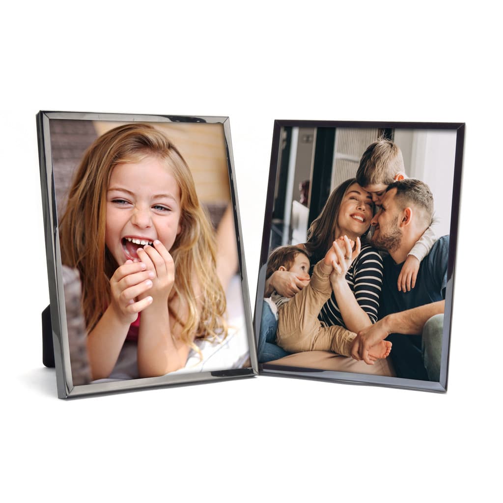 Kit 2 Porta Retratos 15x20 Cor Chumbo Cromado Em Metal Luxo