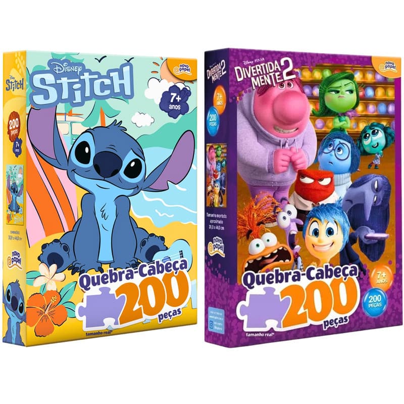 Kit 2 Quebra Cabeças 200 Peças Disney Stitch + Divertidamente - Toyster