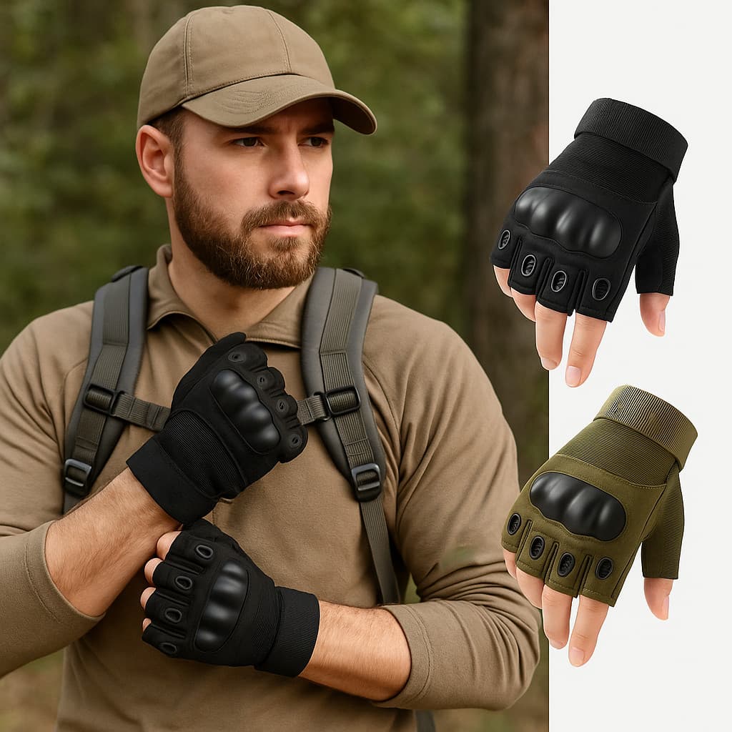 Luva Tática Meio Dedo Militar Airsoft Paintball Moto Outdoor Proteção Anti-Impacto