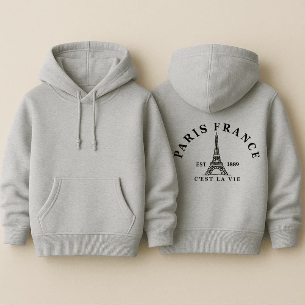 Moletom Canguru Infantil Com Capuz Algodão Paris StreetWear Criança Confortável Várias Cores e Tamanho