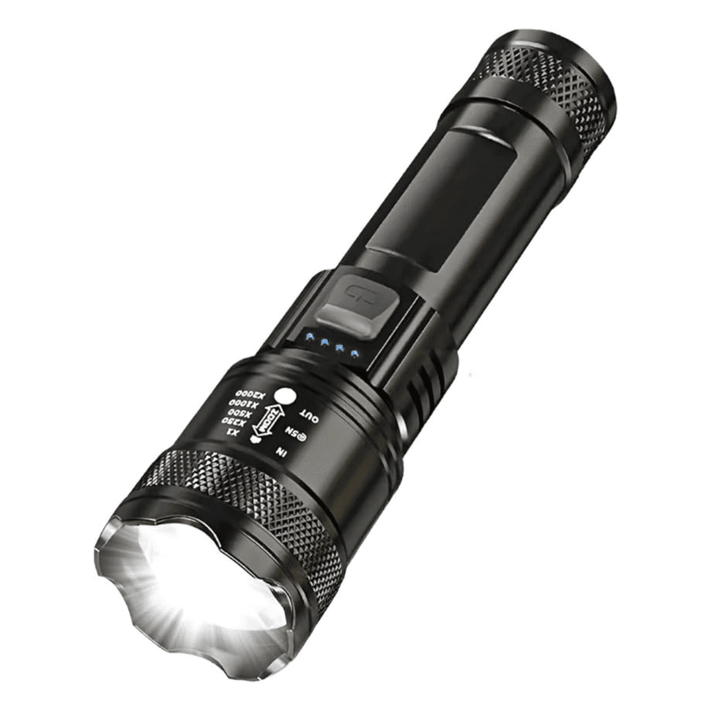 Lanterna Super Potente Tática Recarregável Onex – LED P50, 1200 Lúmens, Zoom, USB, IP65