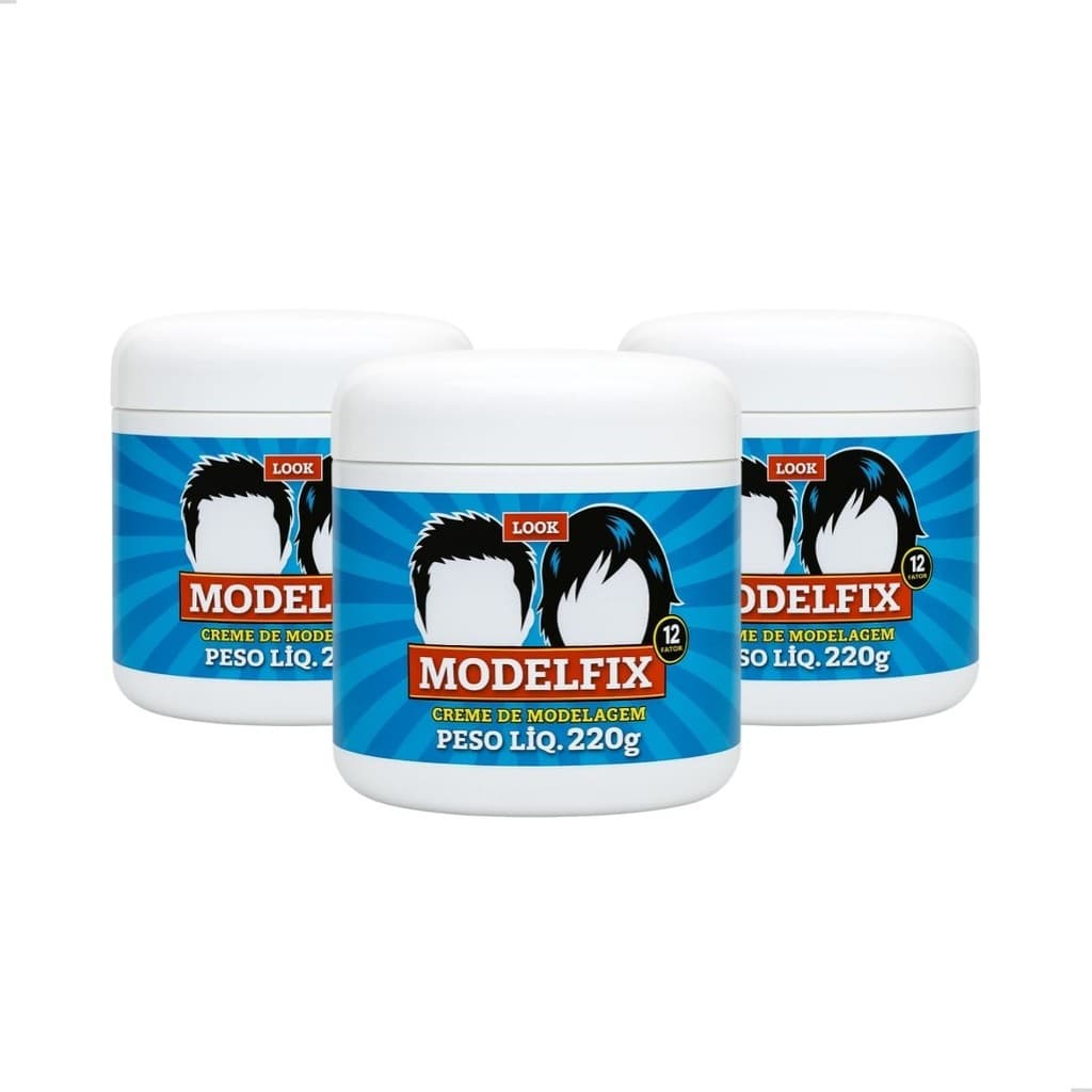 Creme Modelador Capilar Modelfix Look Fixmodell 220g Fixação e Estilo 3Unidades