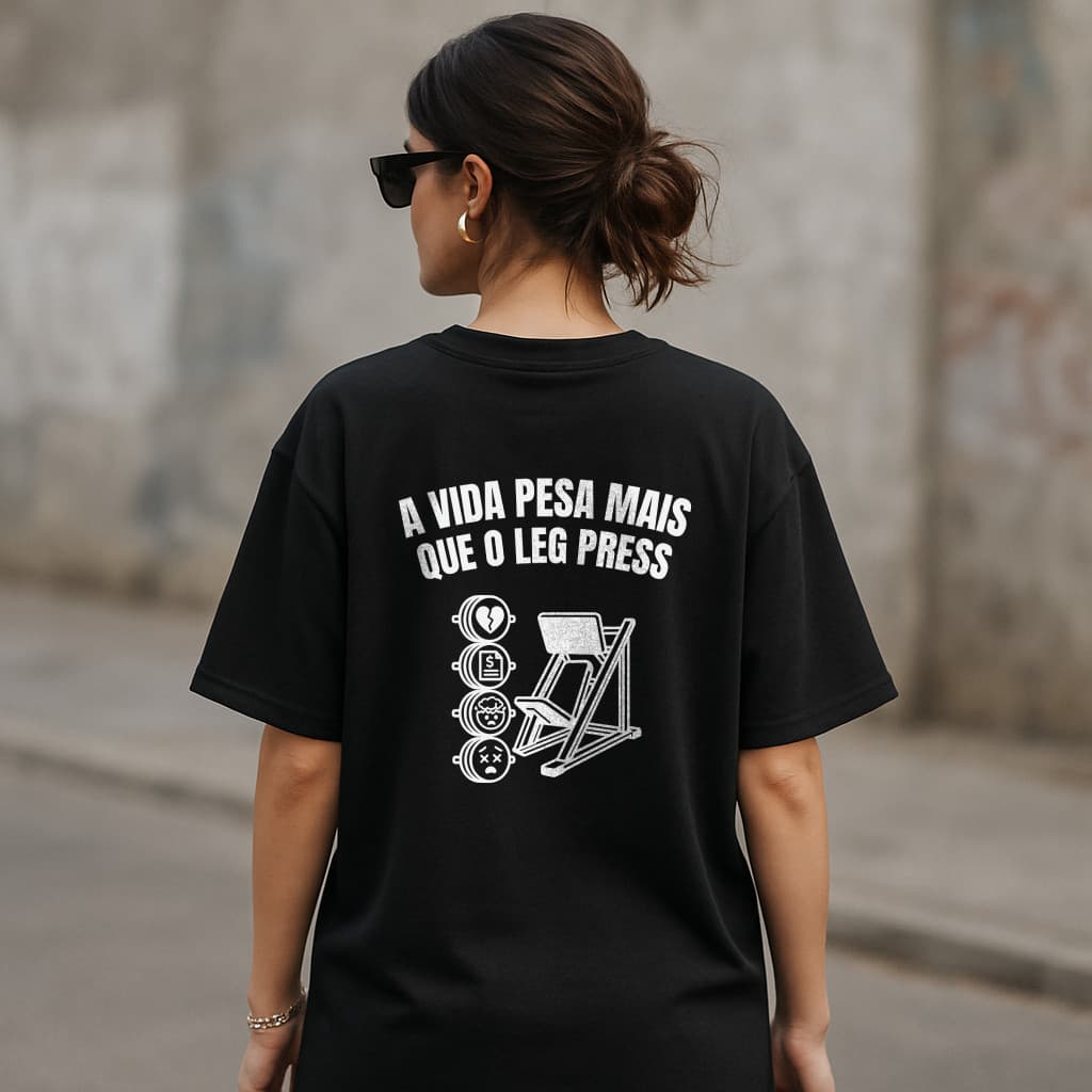 Camiseta Feminina de Academia Unissex 100% Algodão Caimento Largo
