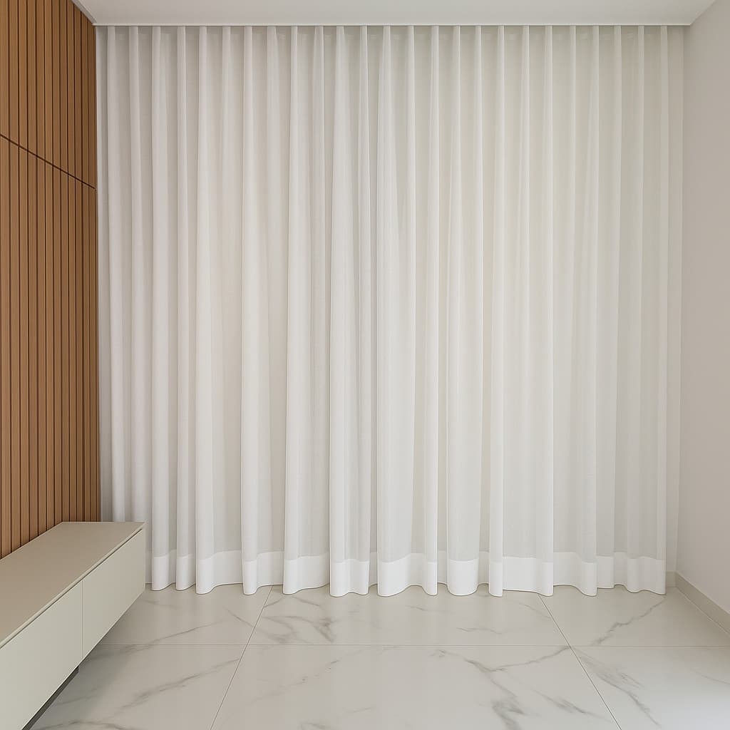 Cortinas Altas para Trilho Suíço Duplo Gaze de Linho com Blackout 100% Vedação em tecido Luxo WAVE