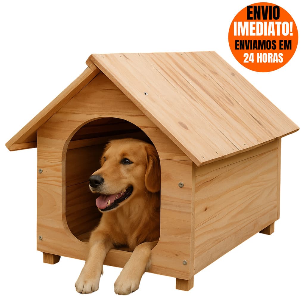 Casinha de Madeira N4 Para Cachorros Cães Porte Medio Feito de Madeira Pinus Casa Pet Numero 4