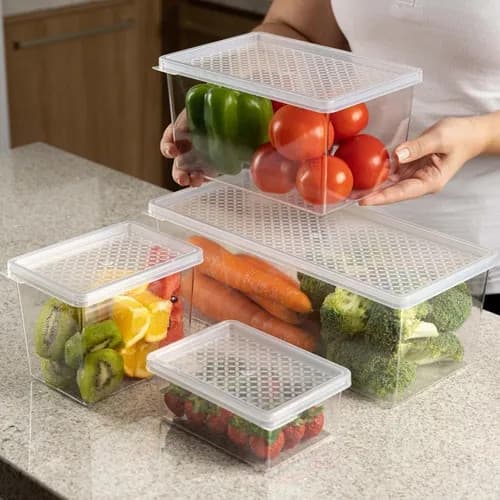 Organizador Geladeira De Acrílico Com Tampa Alimentos Vegetais Frutas Legumes Cozinha 2,9 Litros UZ Utilidades