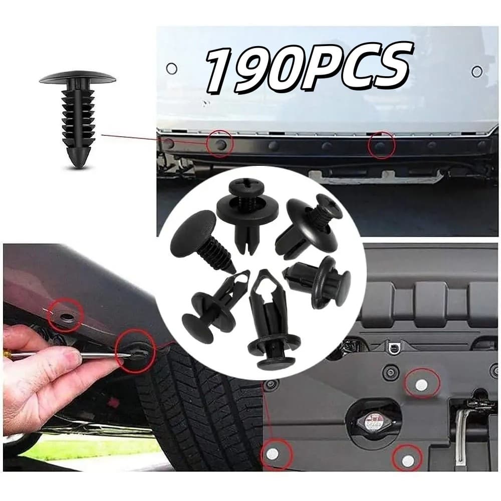 190pcs 6 Tamanhos Clip de Fixação de Peças para Carros Kit de Fixação de Plástico Pára-choques Híbridos