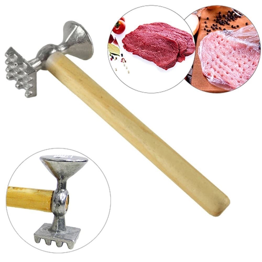 OFERTA Martelo Amaciador Para Carne Em Alumínio Cozinha Bater Bife Top Chef Aço Inoxidável 21cm