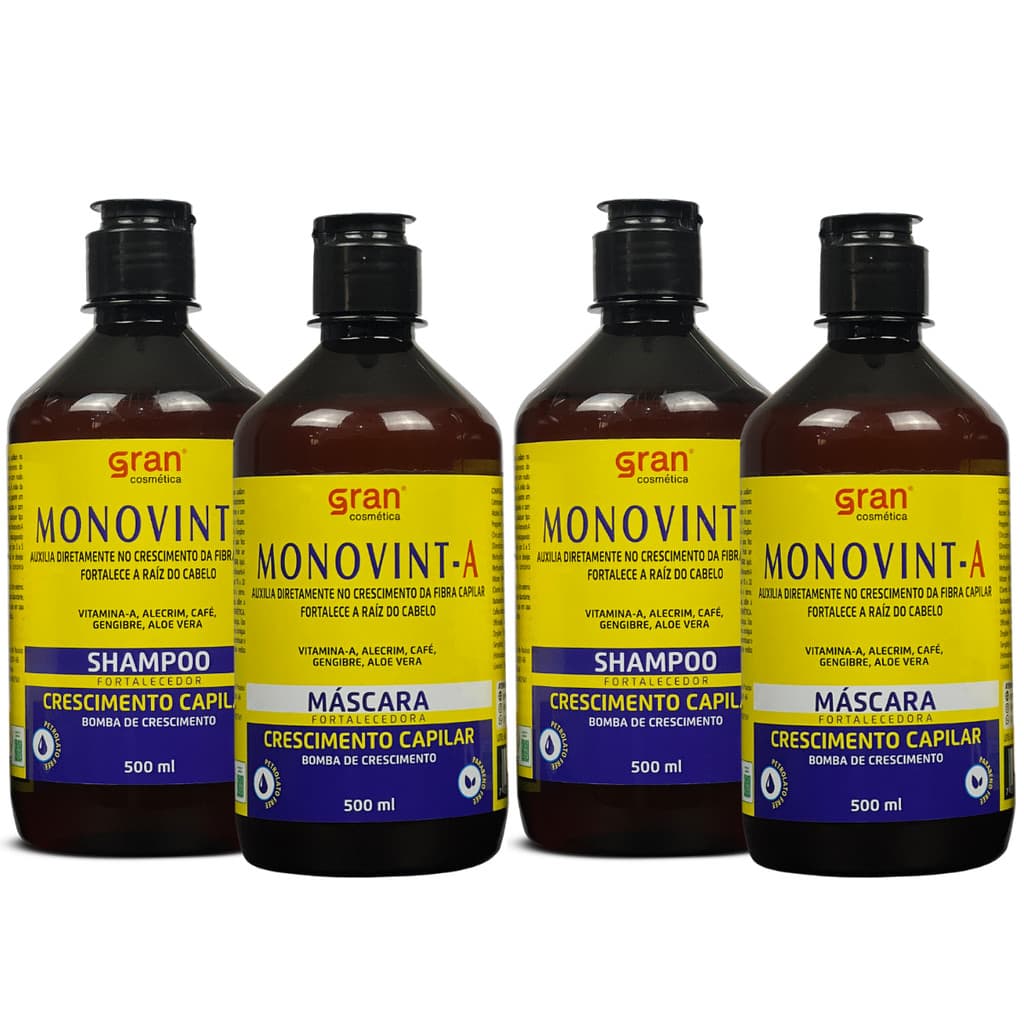 Kit 2x Shampoo e Máscara Monovint A Gran Cosmética Para Crescimento Capilar Acelerado