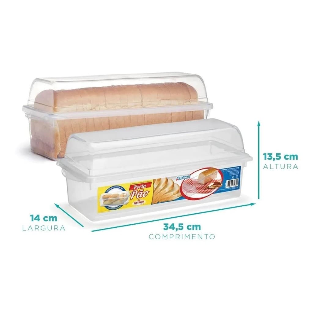 Porta Pão De Forma Com Tampa Transparente Resistente - 2,7L