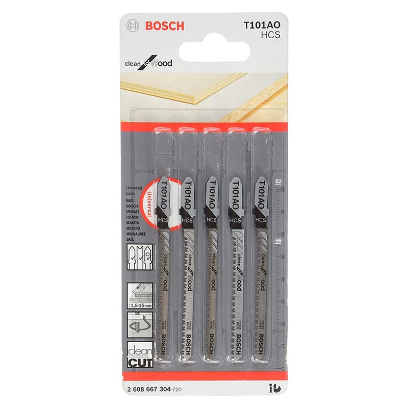 Kit 5 Pecas Lamina de Serra Tico-Tico para Madeira Bosch T101AO 2608667304