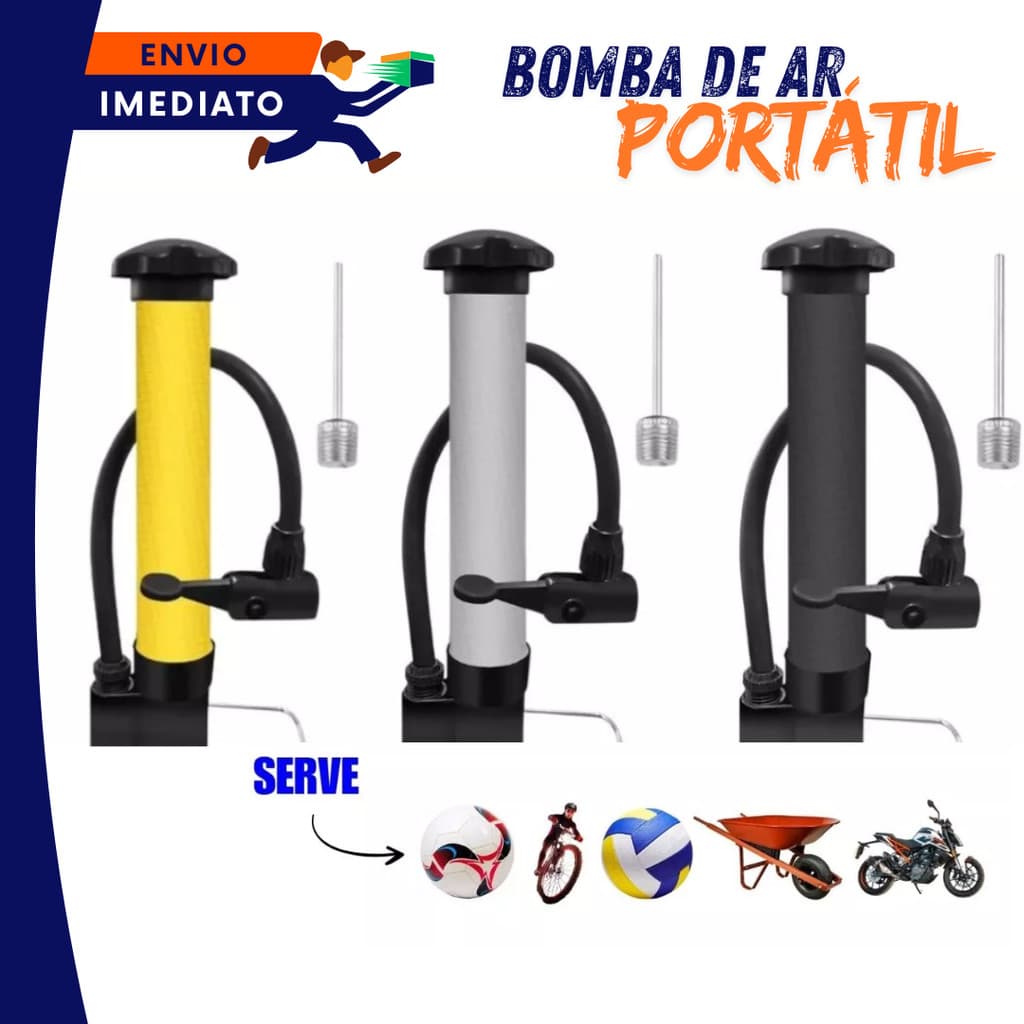 Inflador Manual Vertical 25cm Com 1 Bico Para Bola Piscina E Balão 2 3 5 Unidades