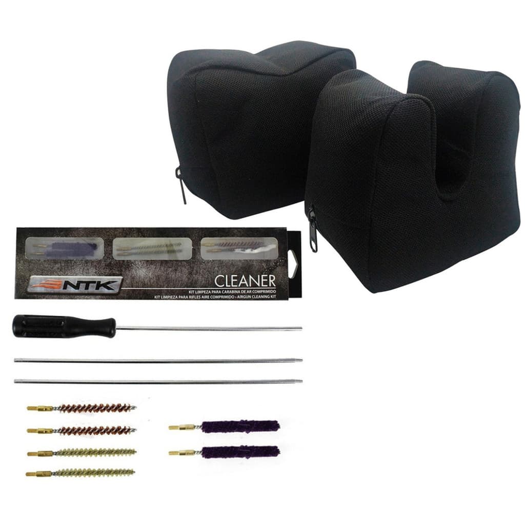 Kit Limpeza Cleaner Carabinas 4.5mm 5.5mm + Sand Bag/Shooting Bag Duplo Preto