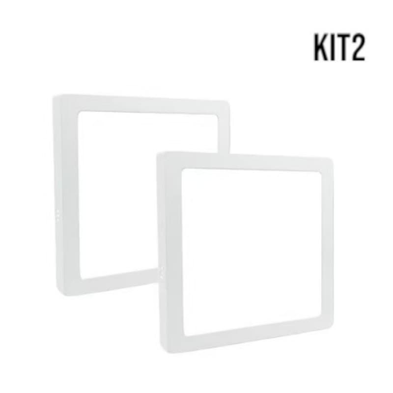Kit 2 Plafon LED Bivolt Sobrepor 25W Quadrado Branco Frio l Quente
