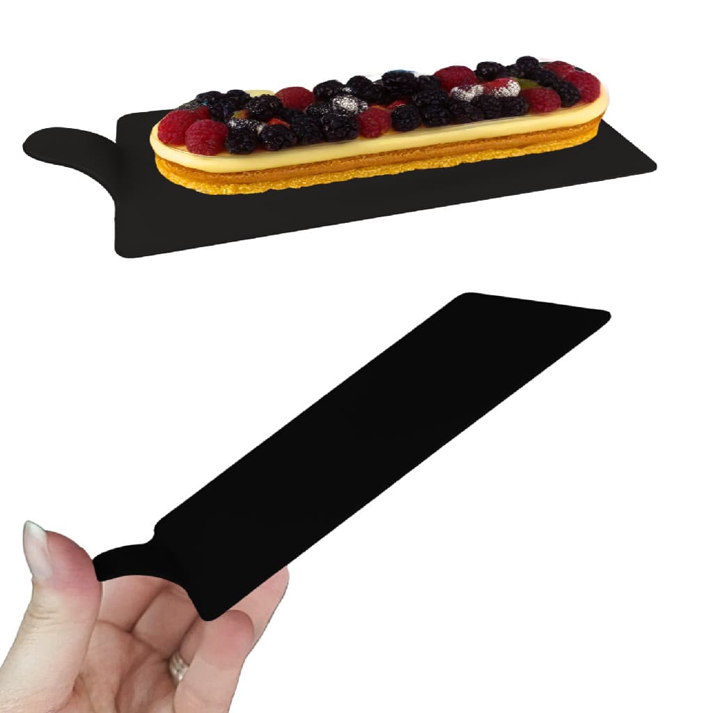 100 Bases Acrílica Retangular Preta 12,5x6 cm para Entremet Doces Finos Grandes Elegante Eclair