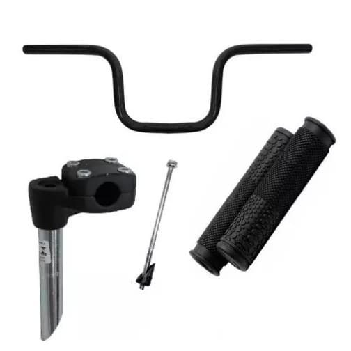 Kit de Guidão retro Tipo Moto cg titan + Mesa Suporte + Manopla para Bicicleta bike aro 20 24 26