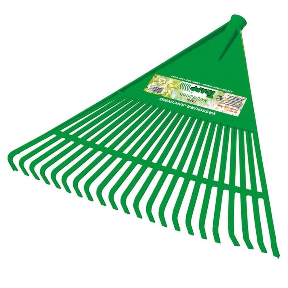 Vassoura Ancinho Rastelo 22 Dentes Verde Sem cabo Para Jardim (FJ-1010) - Trapp