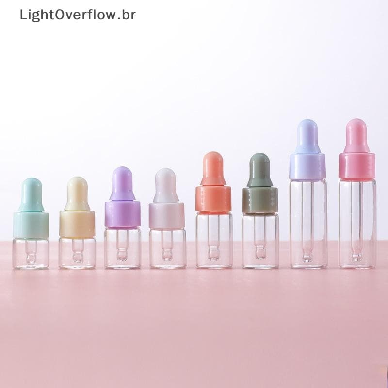 [LightOverflow] Conjunto De Frascos Conta-Gotas Recarregáveis Portáteis , 7 Peças , 1/2/3/5ml , De Vidro Coloridos Vazio
