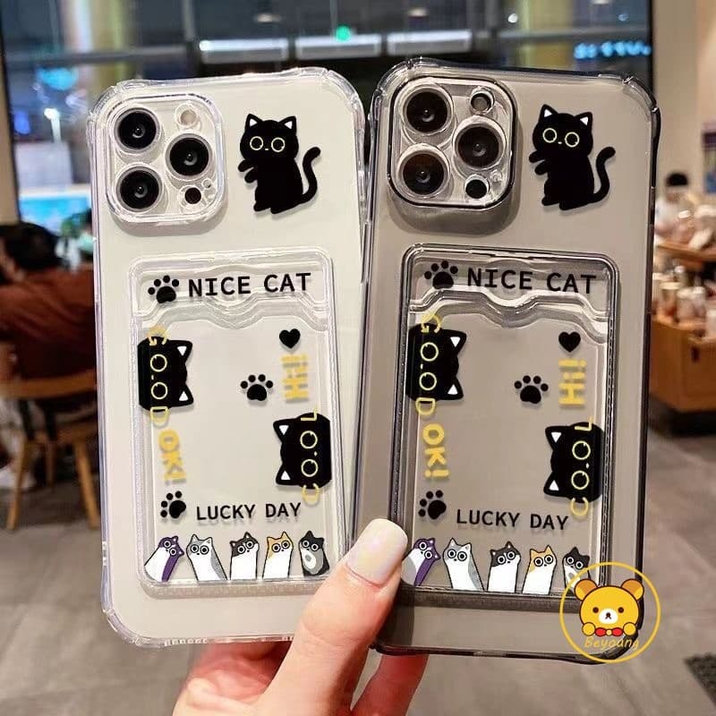 Capa Carteira De Gato Preto Fofa Para Redmi Note 14 13 12 11 Pro Plus 11S 10 Max 10S 8T 8 5G 4G De Telefone De Desenho A