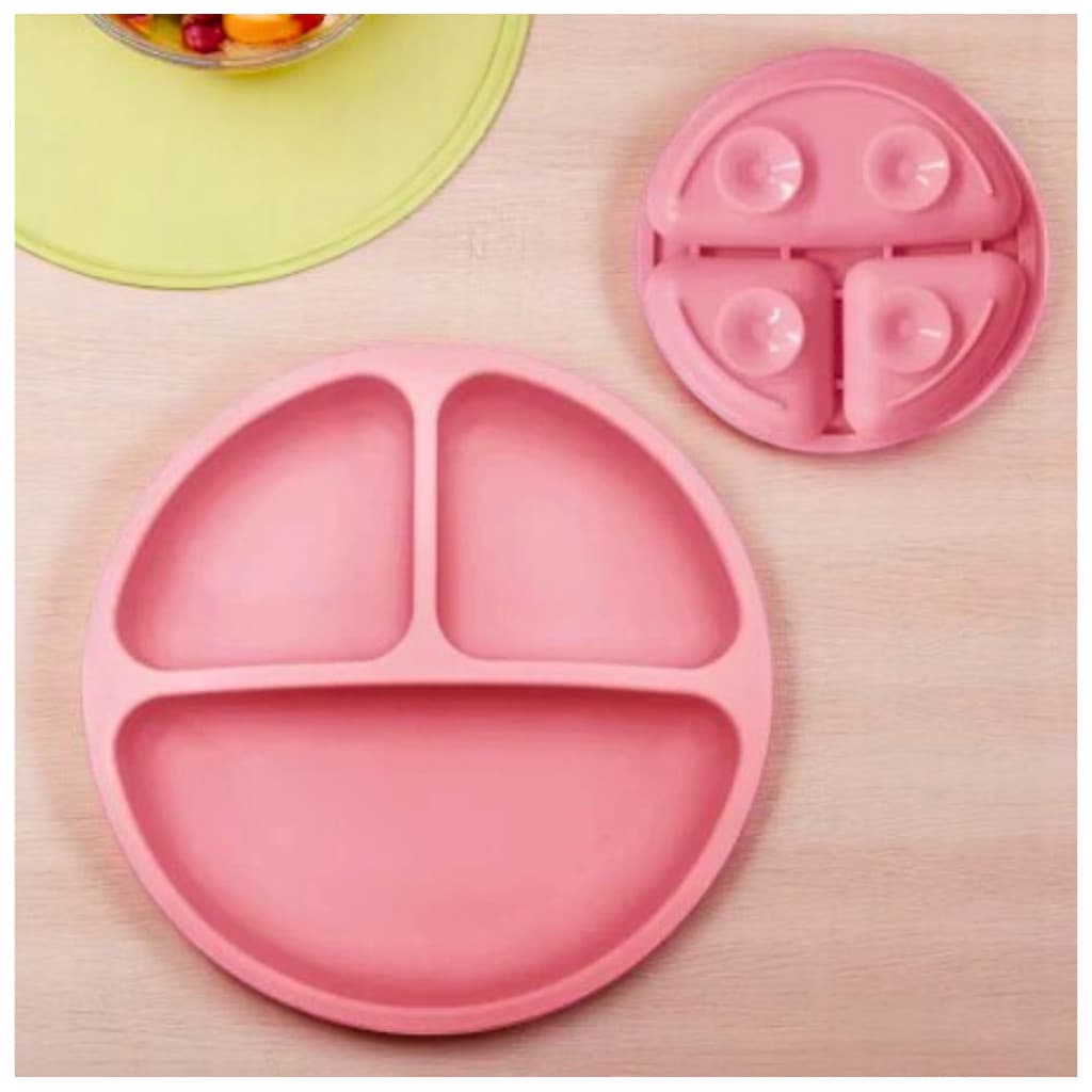 Prato Infantil de Silicone com Ventosa Pratinho alimentação bebê papinha com divisorias