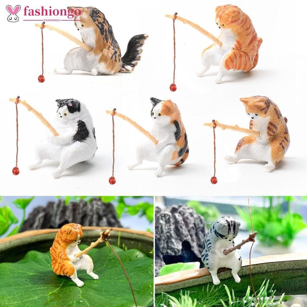 FASHIONGO Pesca Gato Aquários Decorações Tanque De Peixes Pendurado Paisagem Aquário Ornamento De Casa Decoração Do E9H3