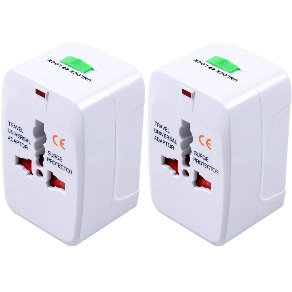 Kit 2 Adaptador Tomada Plug Universal Eua Europa Uk Usa Asia 150 Países Viagem Bivolt