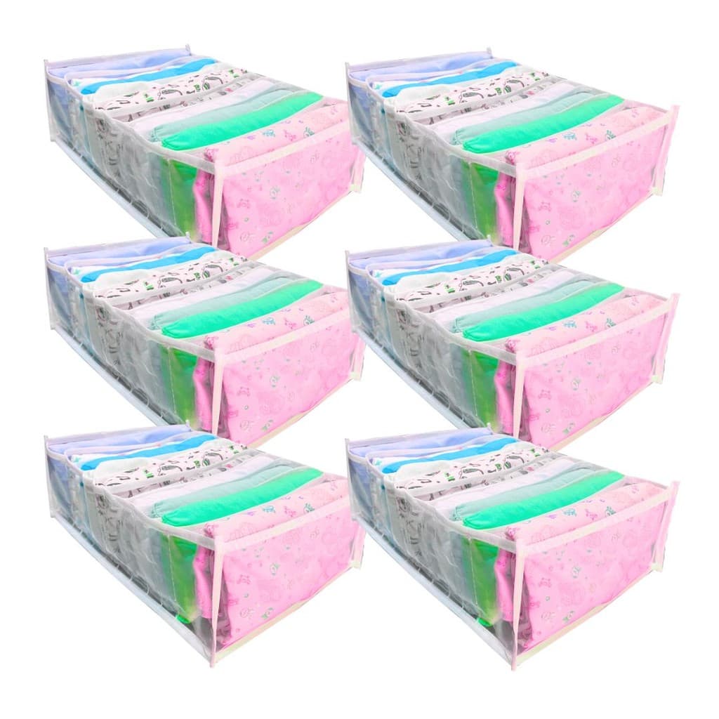 Kit 6 Colmeias Organizadoras G de Gaveta – Branco 10x25x35cm para Camisetas Dobráveis